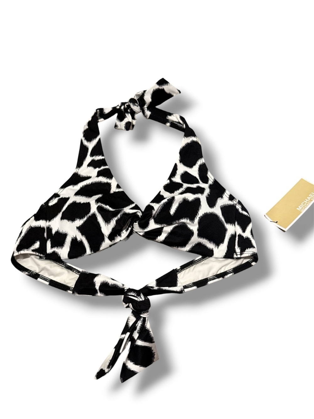 MICHAEL Michael Kors Black and White Animal Print Bikini Top